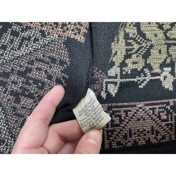 Johnny Was Biya Fenella Embroidered Kimono Cardigan Black Knit Open Front Small - Picture 13 of 16